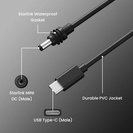 STARGEAR Mini 100W USB-C to DC Power Cable for Starlink Mini 2m / 5m