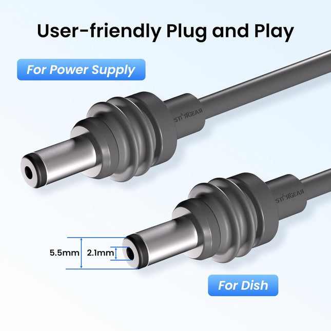 STARGEAR Mini DC Power Cable Starlink Mini Weatherproof Outdoor Gray 2m / 5m / 10m